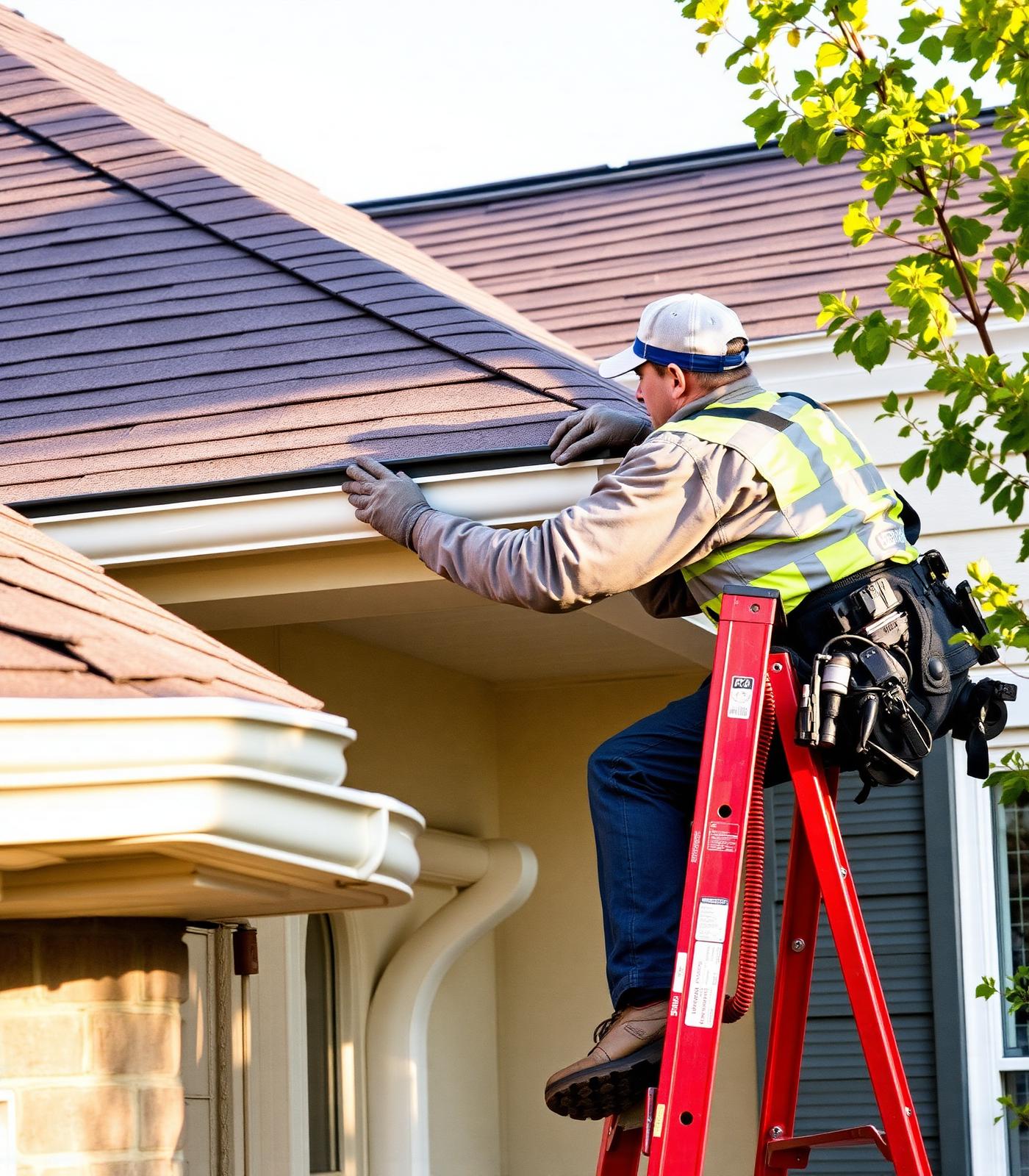 Quality Seamless Gutters installer at work